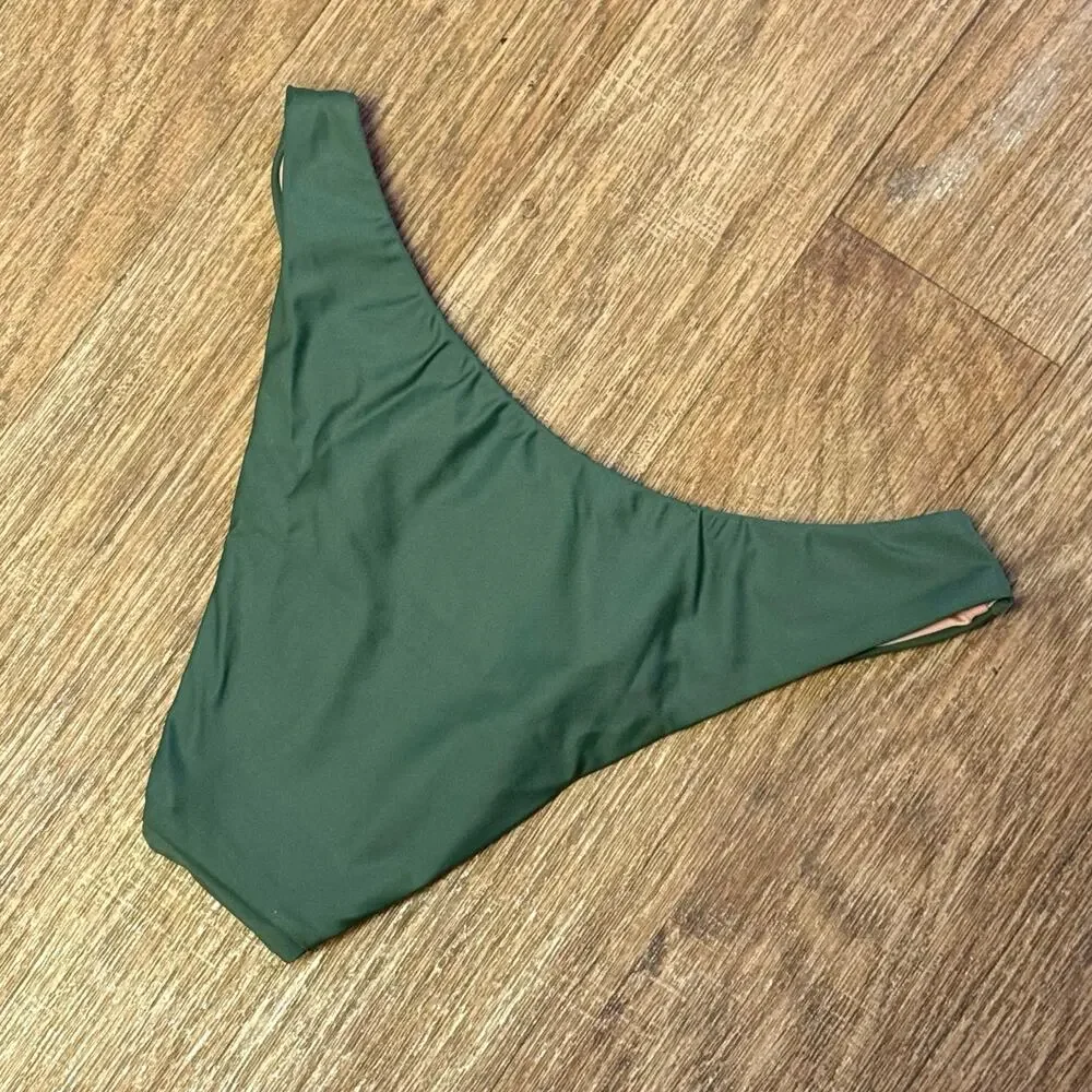 J. Crew Green Curved Waist Cheeky Bikini Bottom Size XS